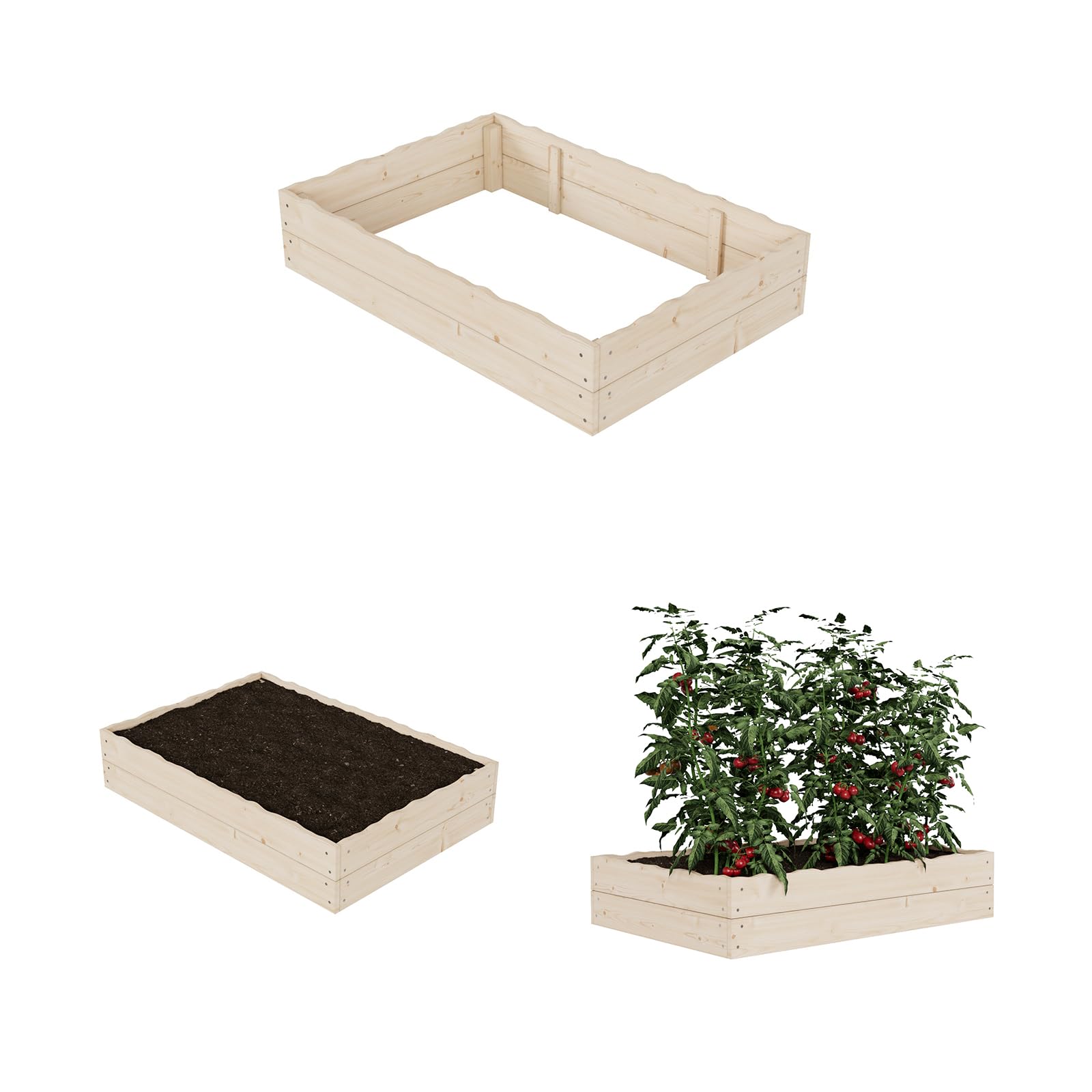 QLS Orto rialzato in pino naturale 120x80x24 cm