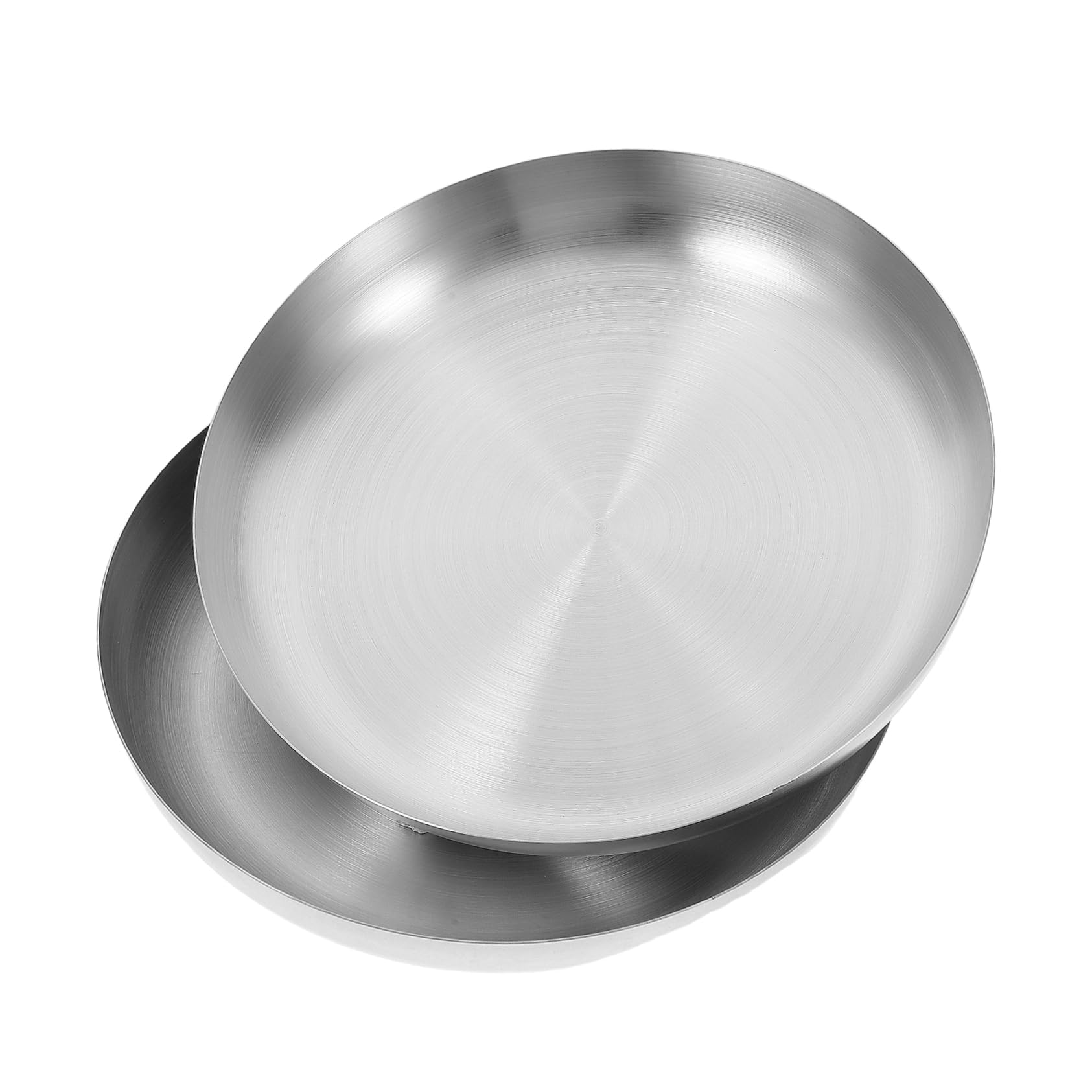 Mikinona 2Pcs Stainless Steel Snack Plates Reusable Metal Dishes for Adults Lightweight Round Dinnerware for Camping Bbq Picnics Easy to Clean