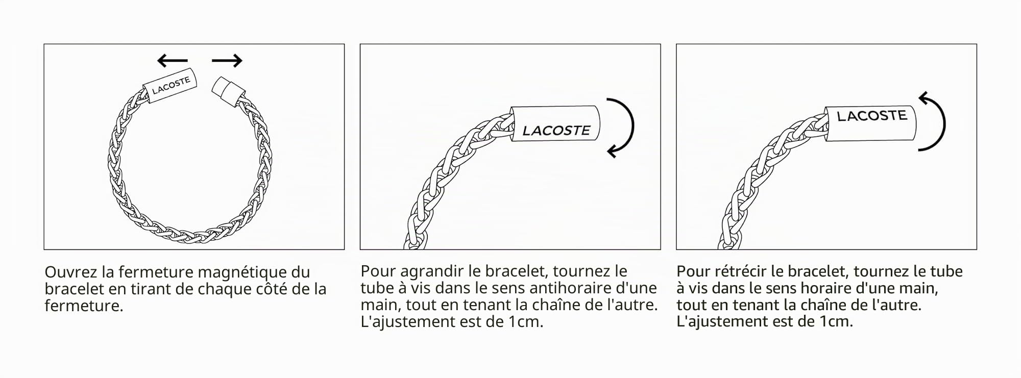 Lacoste Collection SPELT pour Homme – Bracelet en Chaîne en Acier Inoxydable avec un Charm, Disponible en Argent, Or ou Noir