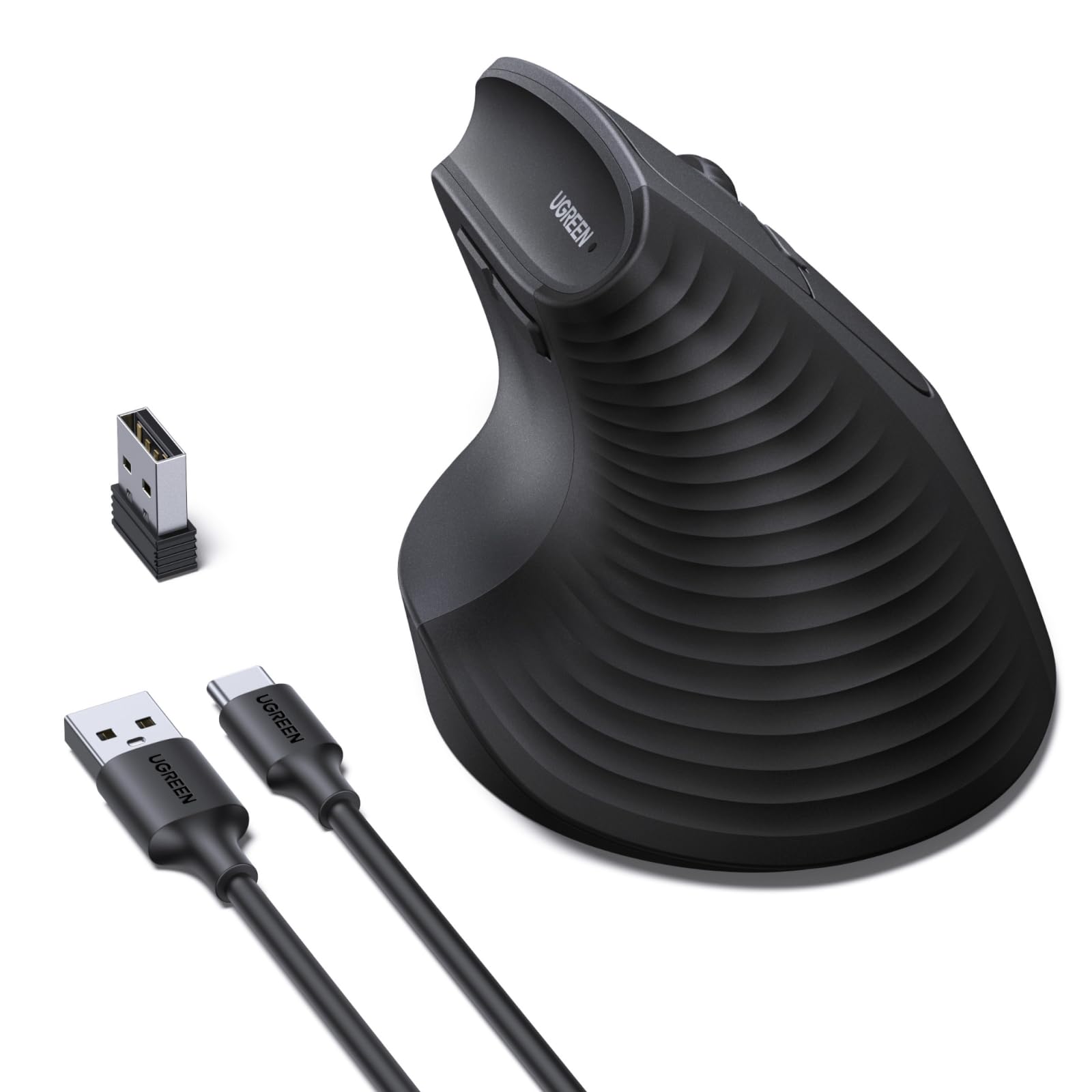 UGREEN Ratón Vertical Ergonómico Recargable — Bluetooth & 2