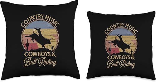 Miniatura 3 de Country Music, Cowboys & Bull Riding Western Ranch Throw Pillow