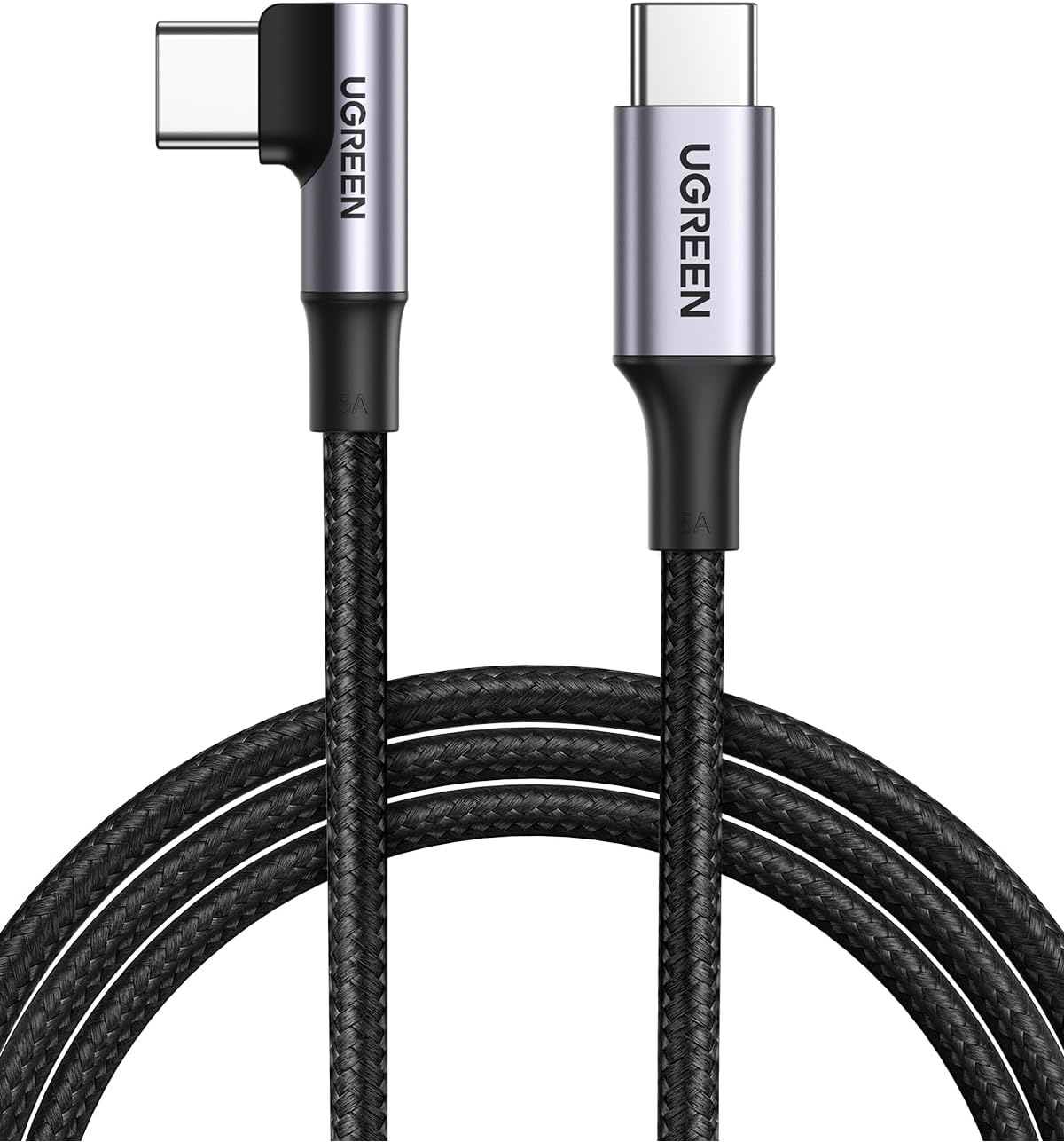 UGREEN USB C to USB C Cable Right Angle 2M 100W 5A PD Fast Charge Type 90 Degree Power Data Lead Compatible with iPhone 17-15 Series, MacBook Pro/Air,iPad Pro,Samsung S25/24/ultra,Huawei Lenovo Dell