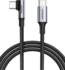 UGREEN Cabo USB C para USB C de ângulo reto, cabo de carregamento rápido de 100 W tipo C de 90 graus compatível com iPhone 15/15 Plus/15 Pro, MacBook Pro 2022, iPad Pro 2022, Dell XPS, Samsun