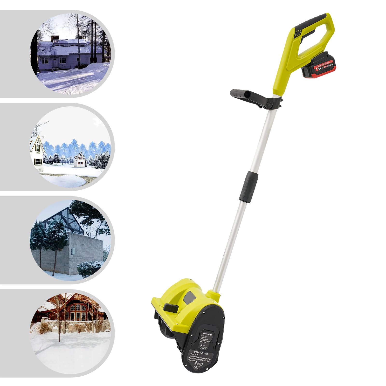Spazzaneve elettrico, 1200 W, 20 V, batteria spazzaneve 4,0 Ah, larghezza 32 cm, spazzaneve elettrico senza fili, leggero e potente per cortile, passerella, vialetto