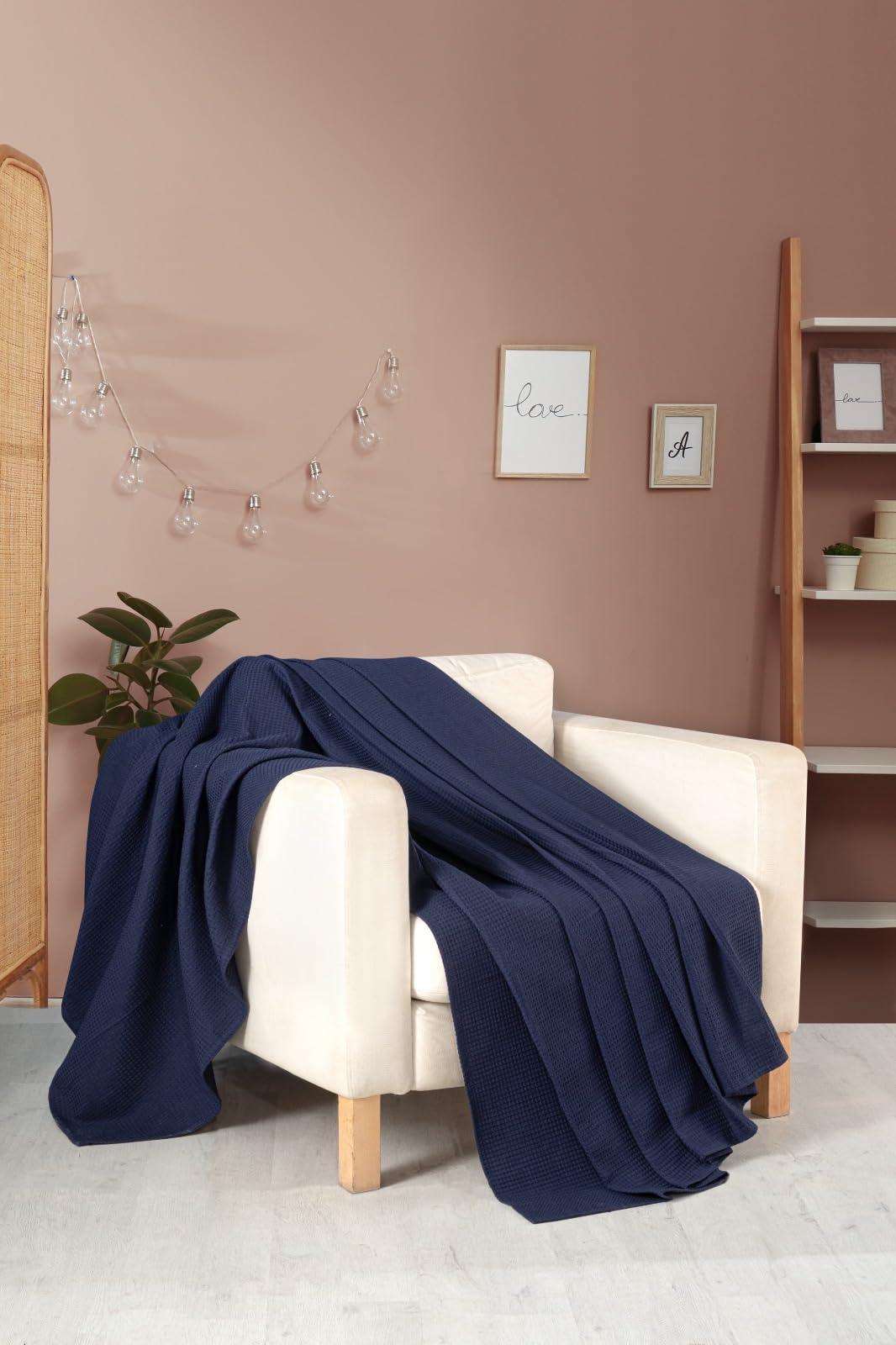 Lycus Valley 150X200 Waffle Throw (Navy Blue)