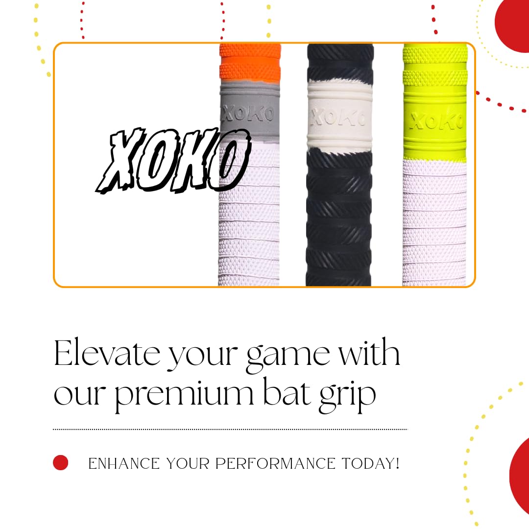 XOKO Cricket Bat Grip | Anti-Slip Rubber Handle | Ultra Tacky | Pack of 6 | High-Performance Grip for Enhanced Bat Handling 1