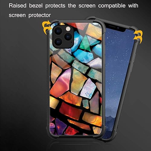 Miniatura 3 de Funda para iPhone 11  Funda con mosaico de vidrieras con parte trasera de vidrio templado y protección contra golpes de TPU de silicona suave
