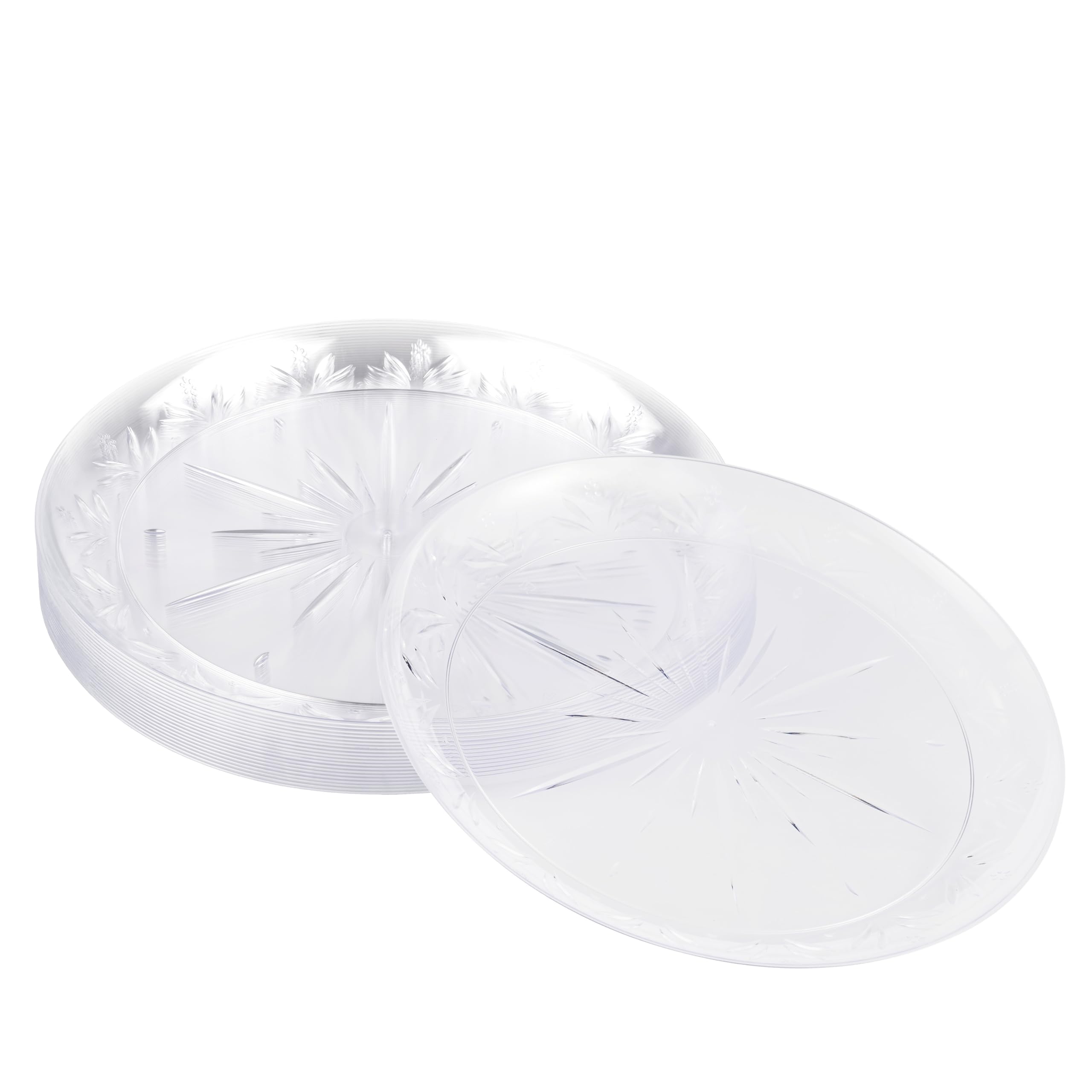 MATANA 60 Clear Hard Plastic Dinner Plates, 25cm / 10 Inch - Elegant & Reusable Party Plates for Weddings, Birthdays, Picnic, BBQ, Parties