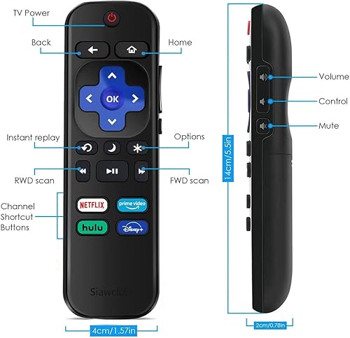 Miniatura 7 de (paquete de 2) Control remoto reemplazado para Roku TV, compatible con TCL Hisense Sharp Onn Insignia Roku TV, etc., con Netfl, Disney+, Hulu, Prime