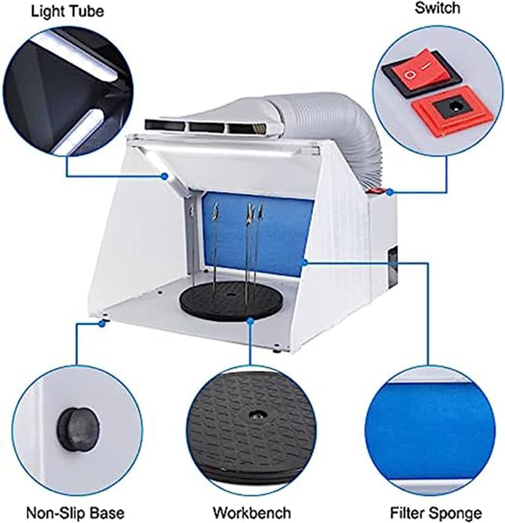 Cabine de peinture aérographe portable avec plateforme rotative - Cabine de pulvérisation avec