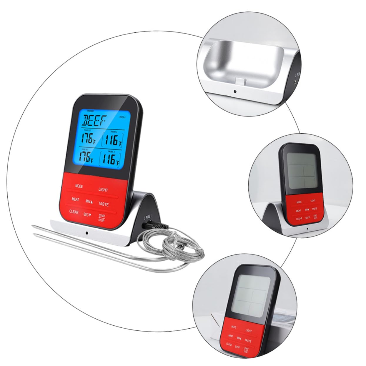 Cabilock Thermomètre Alimentaire Nourriture Viande Thermomètre Digital Numérique Cuisson De La Viande Un Barbecue Thermomètre à Viande Sucre Gril Cuisine Café Électronique Acier Inoxydable