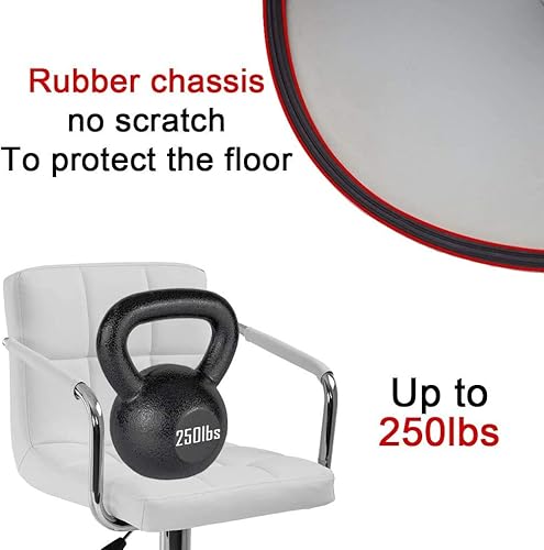 Miniatura 3 de Juego de 2 taburetes de bar con reposabrazos, altura ajustable, giratorios, con parte trasera, de piel sintética, hidráulica, moderna, silla de