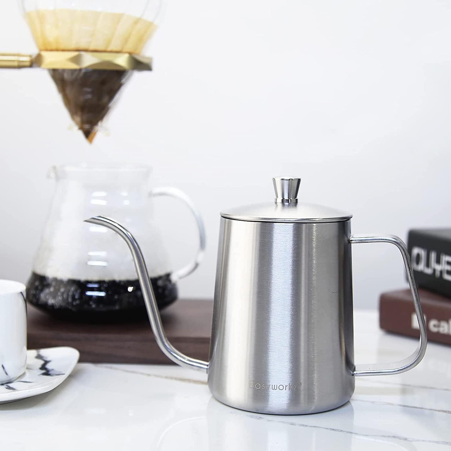 Easyworkz Gage Bollitore da caffè a Collo di Cigno in Acciaio Inossidabile con beccuccio Lungo, 600 ml