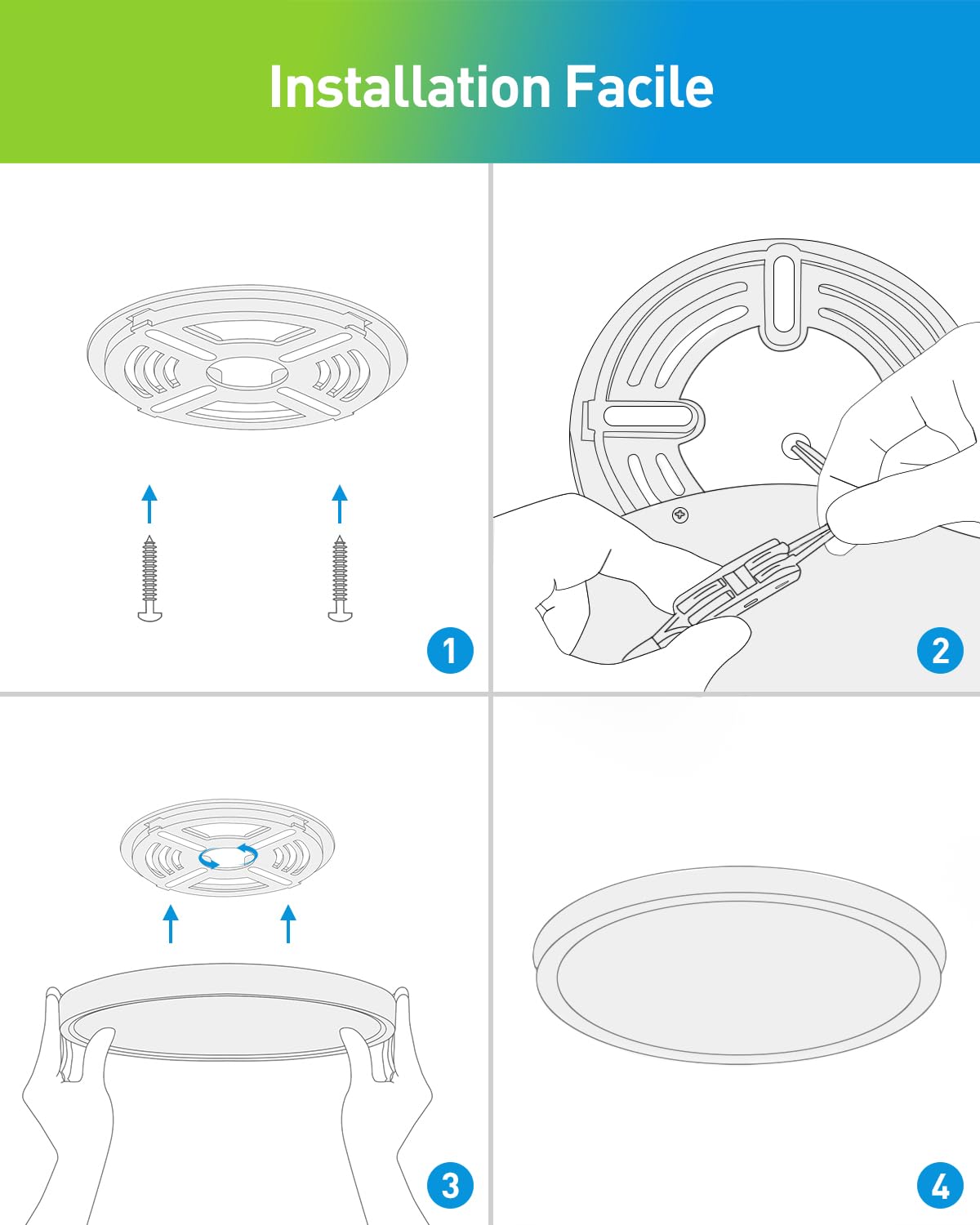 Yafido Plafonnier LED, 24W 2400LM Luminaire Plafonnier LED avec Détecteur de Mouvement, 3000K-6000K Lampe Plafond avec Télécommandé, Ø30cm Led pour Cuisine,Salle de Bain