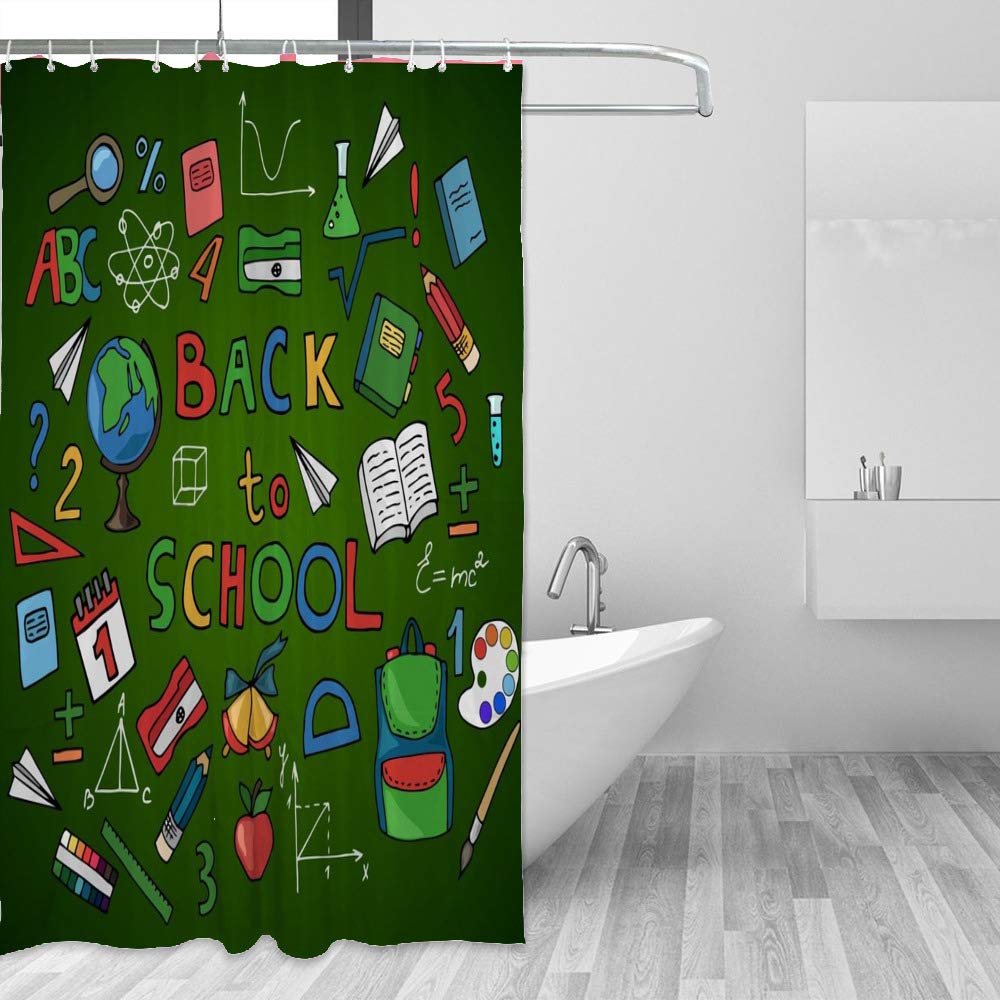 Rideau de douche imperméable motif 1 en tissu 180x180cm pour la rentrée étudiante