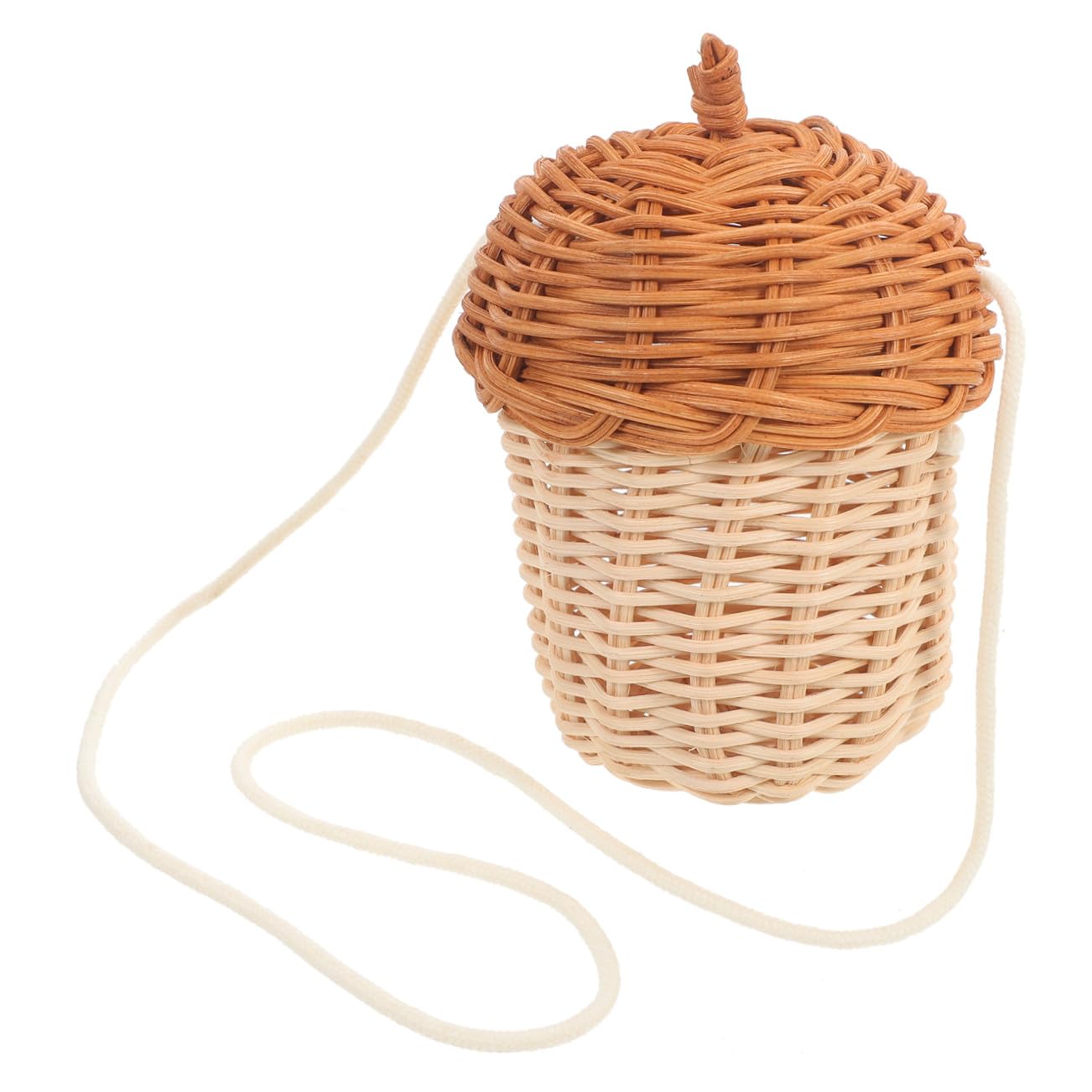 Sacoche femme marron en rotin tressé pour rangement de maison