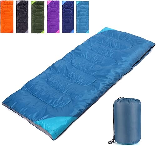 Saco de dormir de campamento para adultos, niños y niñas, clima frío y cálido, verano, primavera, otoño, ligero, bolsa compacta impermeable para