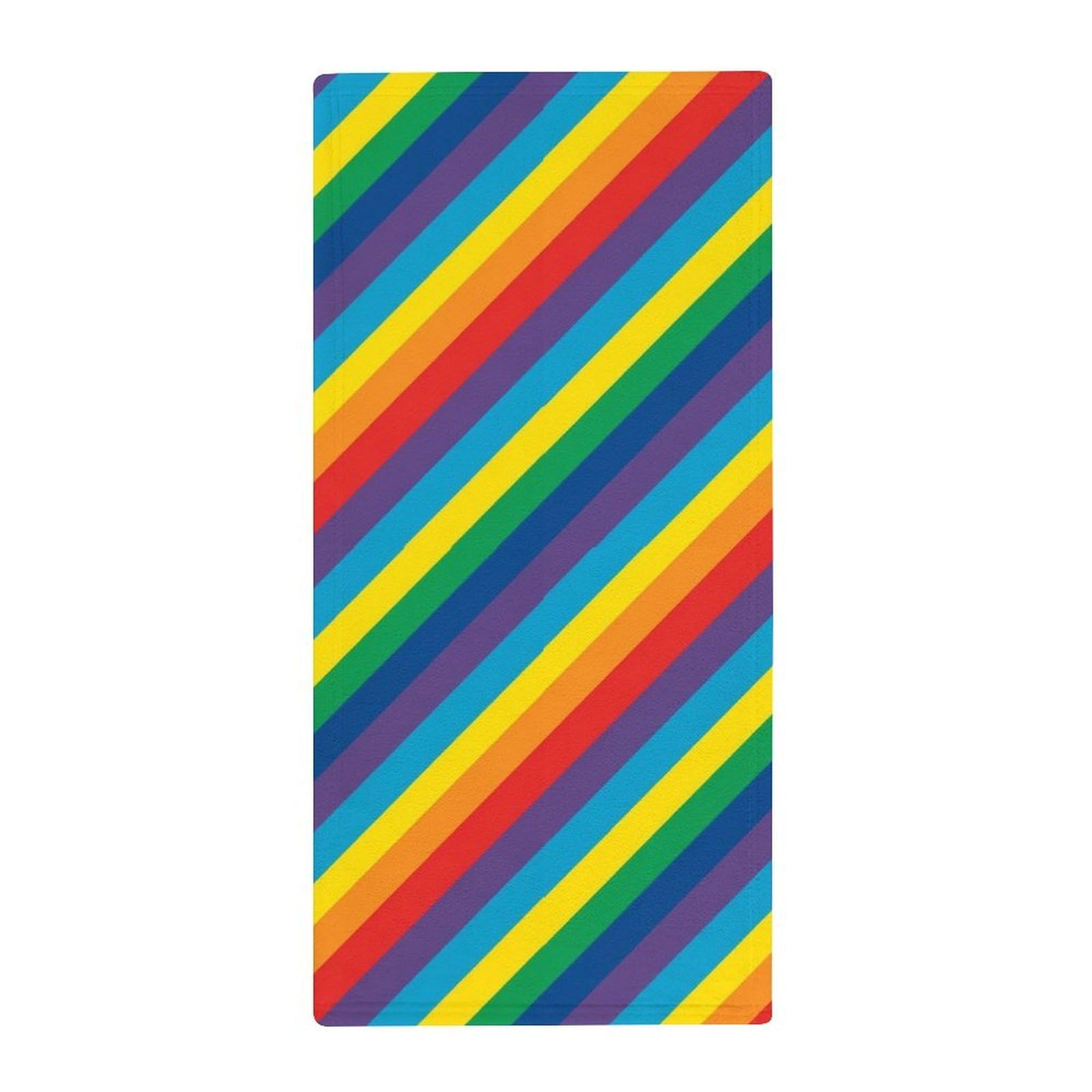 Anceky Premium Hotel Bath Towels, LGBT Pride Flag Rainbow Stripe Lightweight Hand Towels for Face, Hair & Luxury Guest Bathrooms