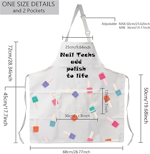 Miniatura 2 de MBMSO Nail Tech - Delantal de manicurista para técnico de uñas y artista, añade esmalte a la vida