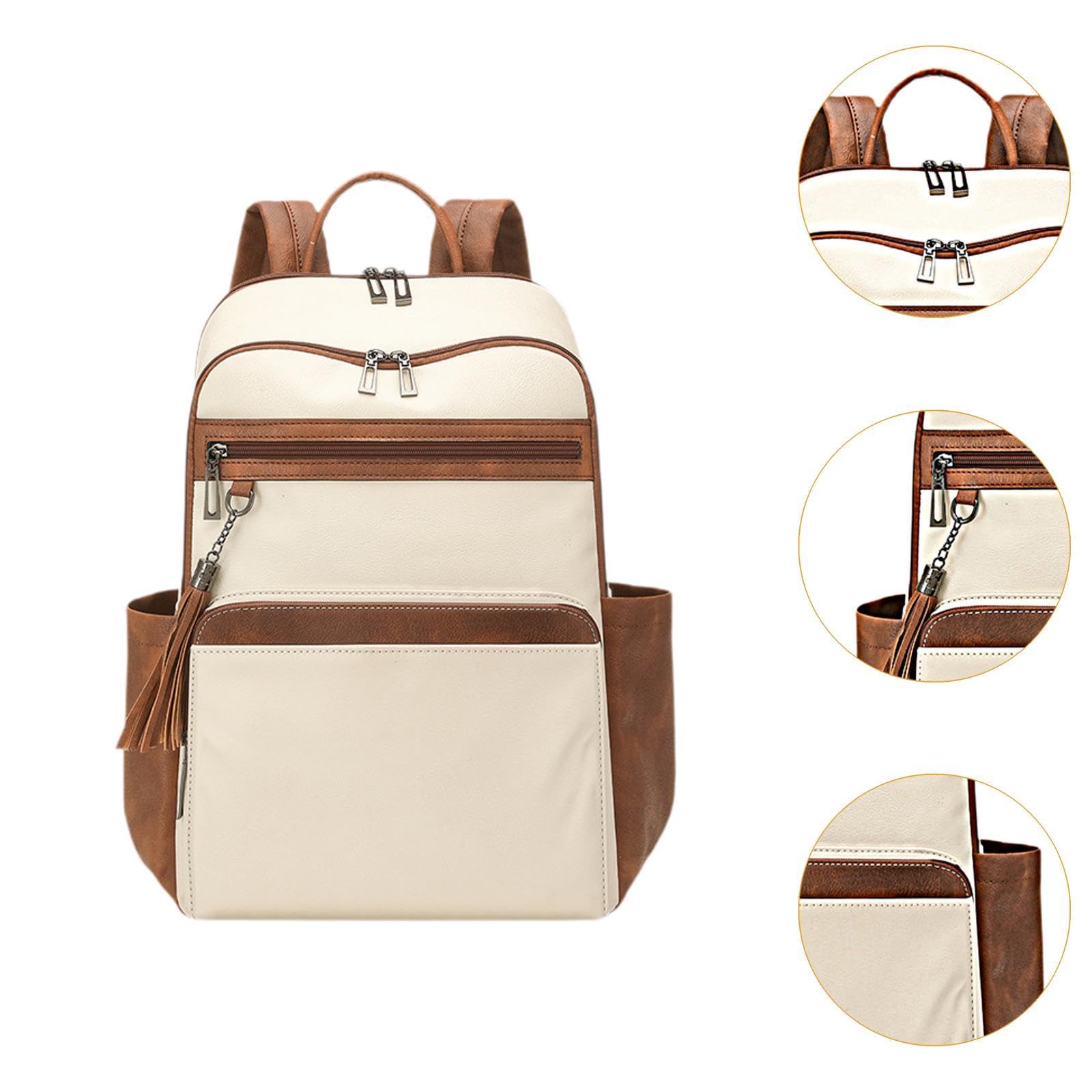 Zaino da Viaggio, Borsa per Il Weekend, Zaino per Viaggiare, per Pendolarismo, per Spostamenti Quotidiani, Bianco Marrone