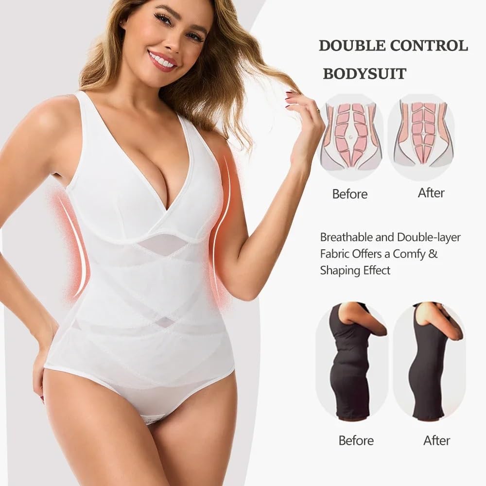 Genérico Fajas De Mujer Body Body Shapewear for Mujer Control de Barriga con Cuello en V Diseño Cruzado Butt Shaper Invisible