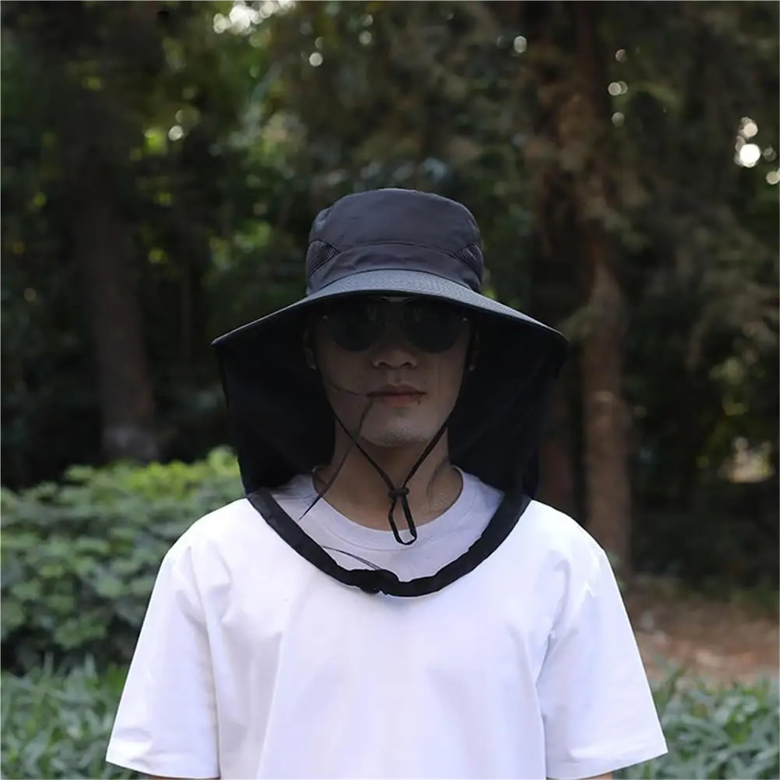 Cappello con zanzariera da esterno, Cappello a rete for la pesca in traspirante multicolore(Black)