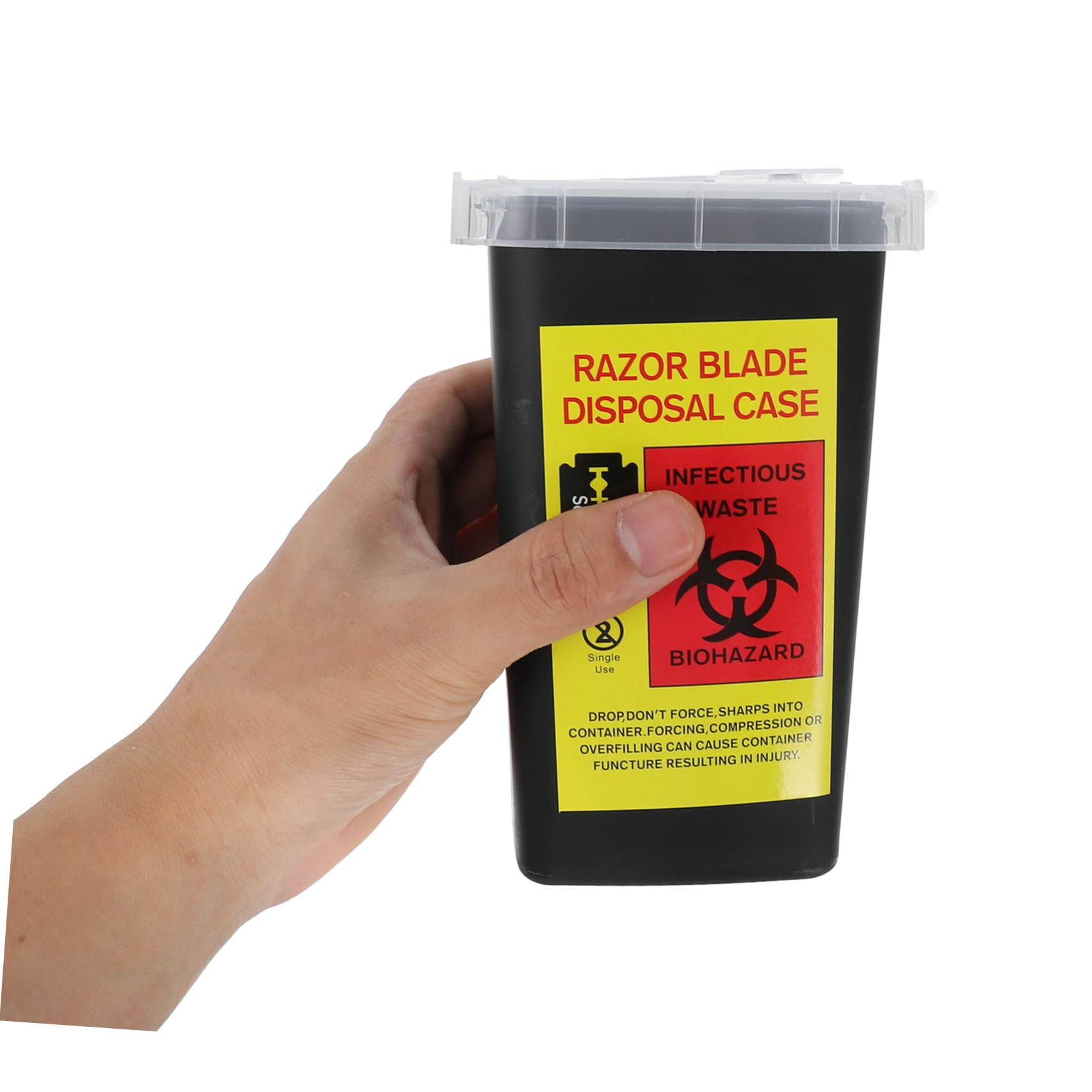 Contenitore Porta Lamette Nero 2 Pezzi Plastico Smaltimento Sicuro Custodia Lame Barbiere Portatile