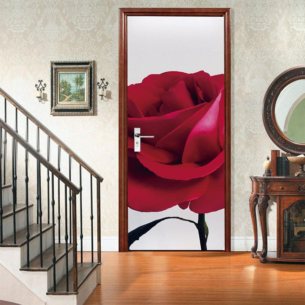 Produktbild von Rote Rose Selbstklebend Türposter Türaufkleber 77x200 Cm Für Wohn