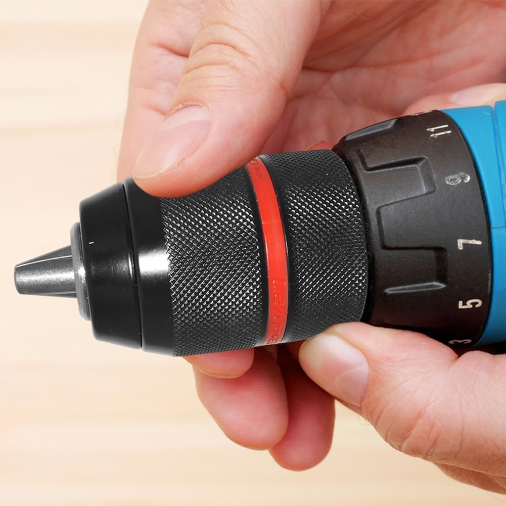 Keyless Drill Chuck for Milwaukee, 1/2"-20UNF Mount, 1.5-13mm All-Metal Self-Tightening Quick Change Chuck, Including 3/8" SDS-Plus Shank 1/2" Impact Wrench Adapter 1/4" Hex Shank