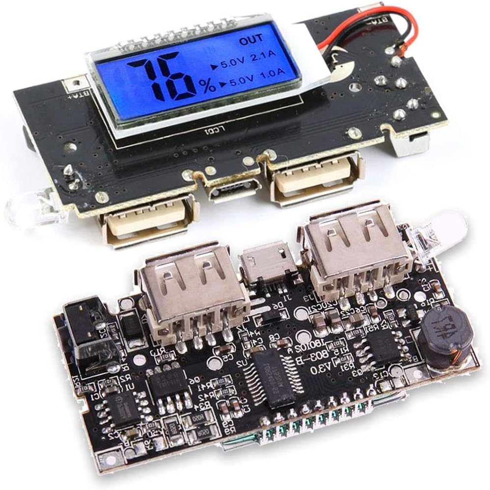 Electrobot Dual USB Power Bank Module 5V 1A/2.1A with LCD Display – 18650 Lithium Battery Charging Protection Board for DIY Mobile Power Projects-image-8