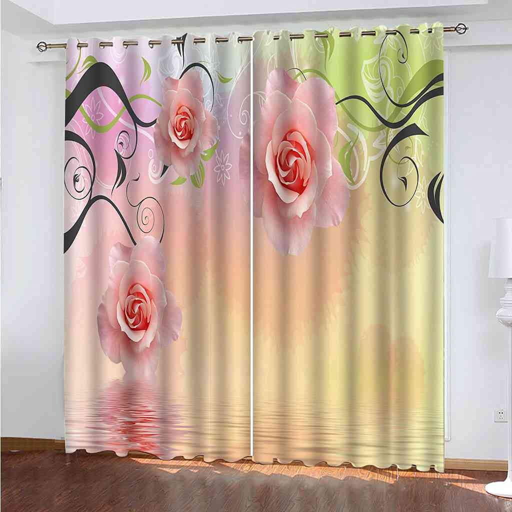 Rideau Occultant Vigne Rose Isolant Thermique Fenêtre Salon