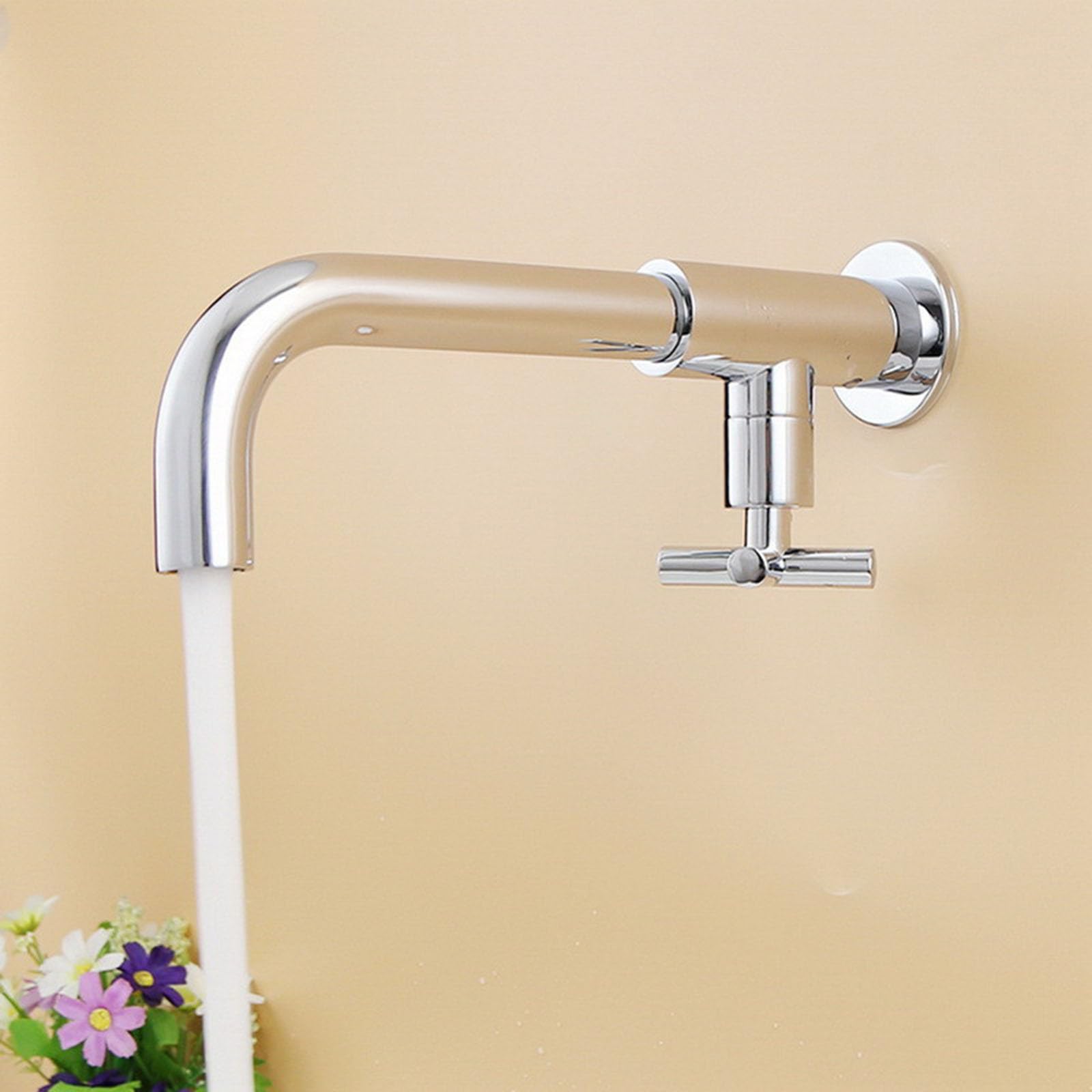 FQWNCIEG Bathroom Sink Wall Mounted Taps Single Cold 360° Rotating Countertop Basin Tap Single Lever,Chrome Plated
