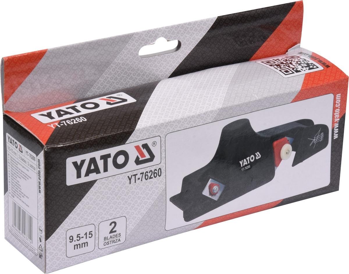 Yato Professional Plasterboard Planer, 2 Adjustable Blades, 9.5-15mm Chamfer, Black Plastic, 235mm Length