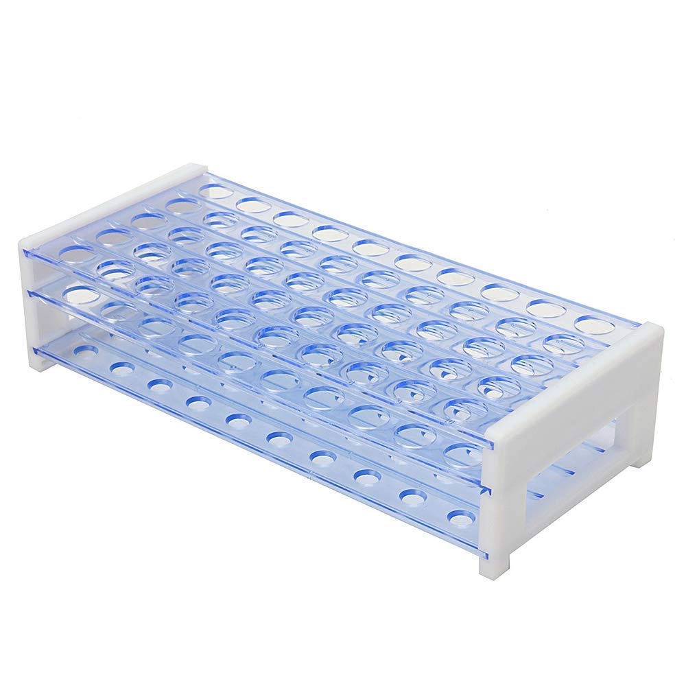 Transparent Plastic Test Tube Rack for 13/16/18 mm Tubes, Holds 50/40, Detachable?Number Marked, Tubes Holder Storage Stand Lab Supplies