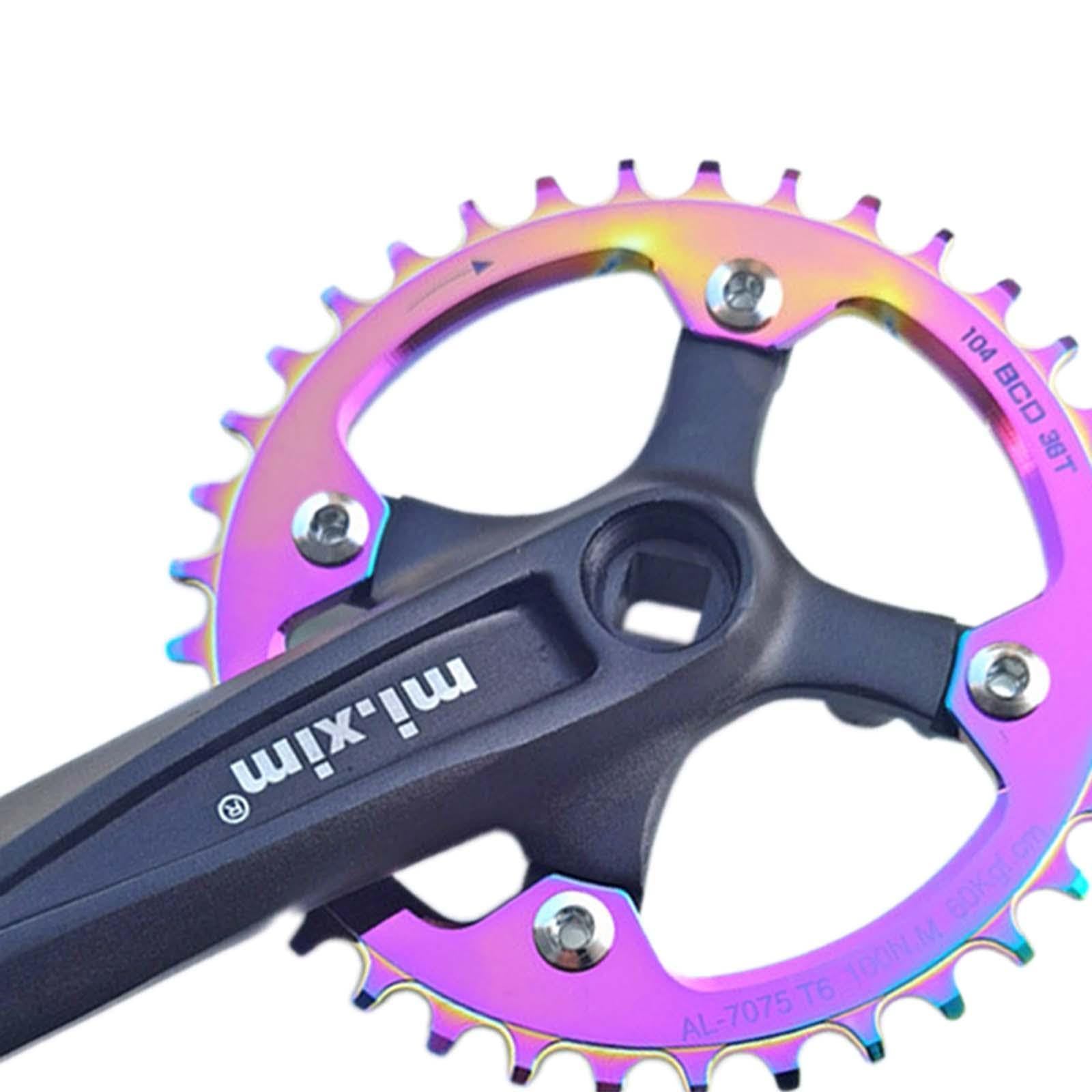 Qianly Guarnitura a velocità Singola, Perno da 170 Mm, per Mountain Bike, con Corona Rotonda di Ricambio a E Larghi da 104BCD.