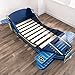 KidKraft Wooden Airplane Toddler Bed with Storage and Spinning Propeller - Blue