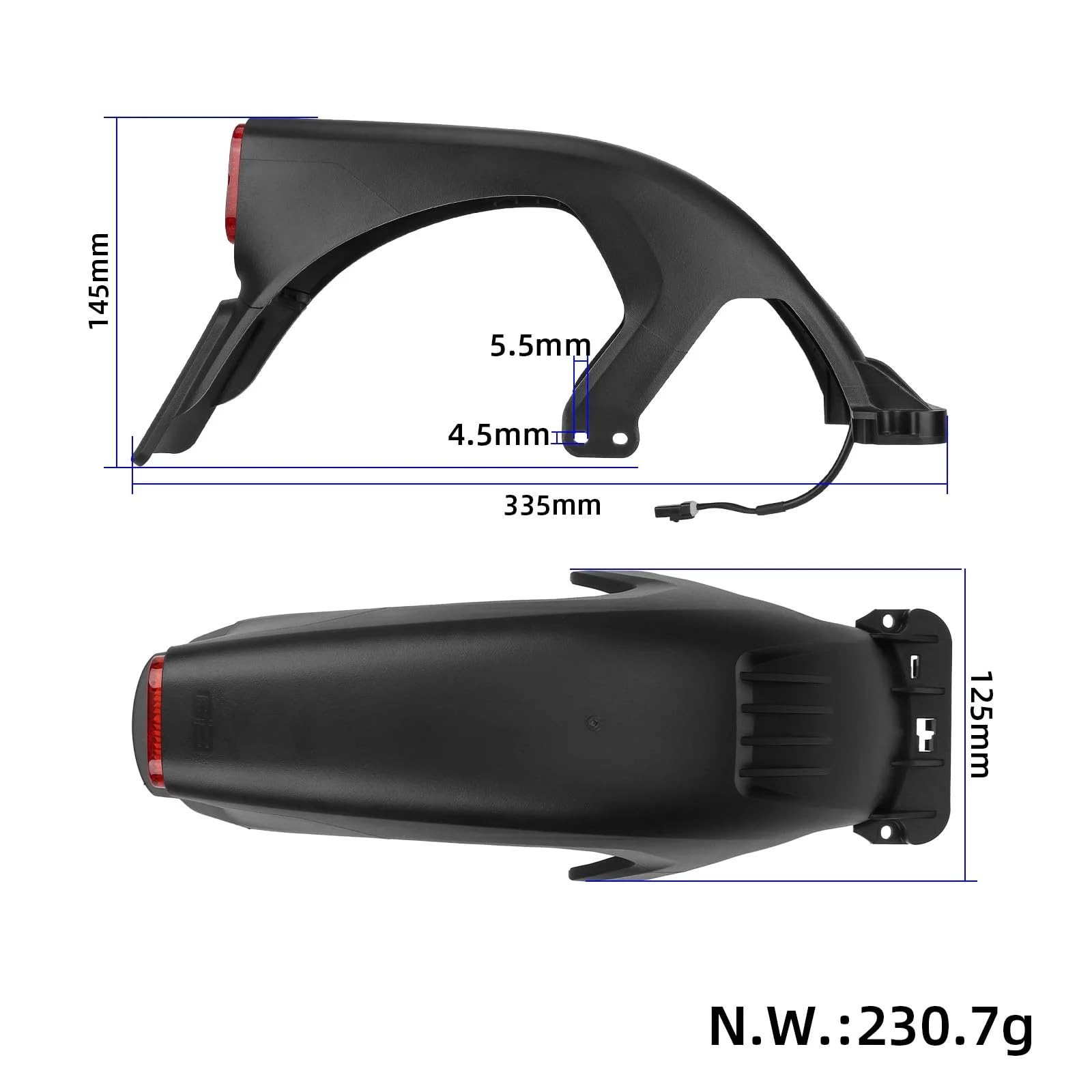 Garde-Boue Arriere avec Feux Arrière pour Segway Ninebot G3 Garde-Boue Mudgaurd Fender Taillight pour Scooter Electrique Accessoire de Remplacement