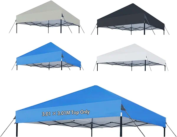 Joramoy 10×10 Canopy Replacement Top Only, Waterproof Pop Up Canopy Tent Top Cover with Ropes, Instant Canopy Top Sunshade Sliver Coated for Outdoor Garden Patio Camping (Blue)