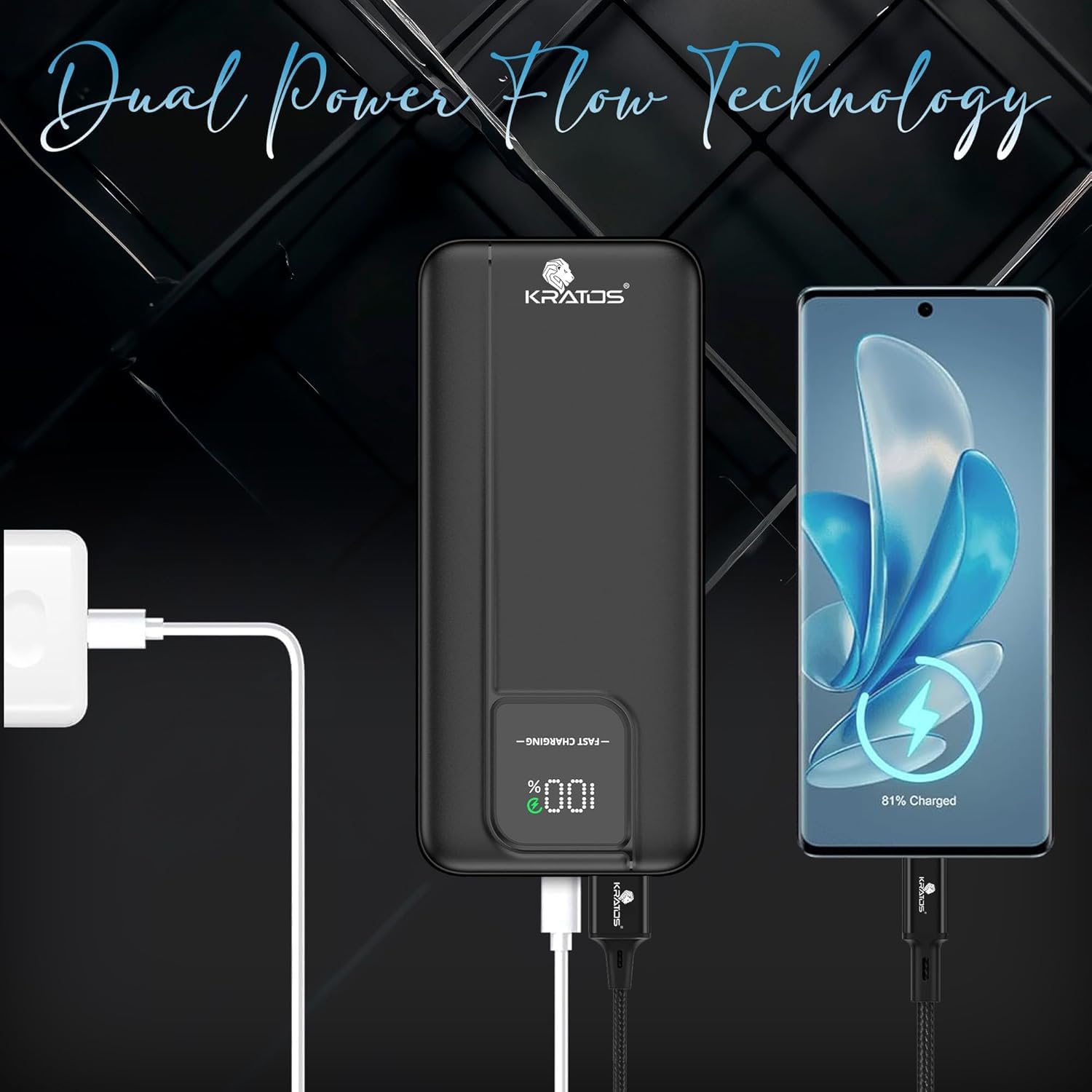 Kratos 20000mAh 35W Turbo Fast Charging Power Bank | Dual Output | PD + QC Compatible | Two-Way Fast Charging | for iPhone, Samsung, Android & More (Black) — Amazon image 5