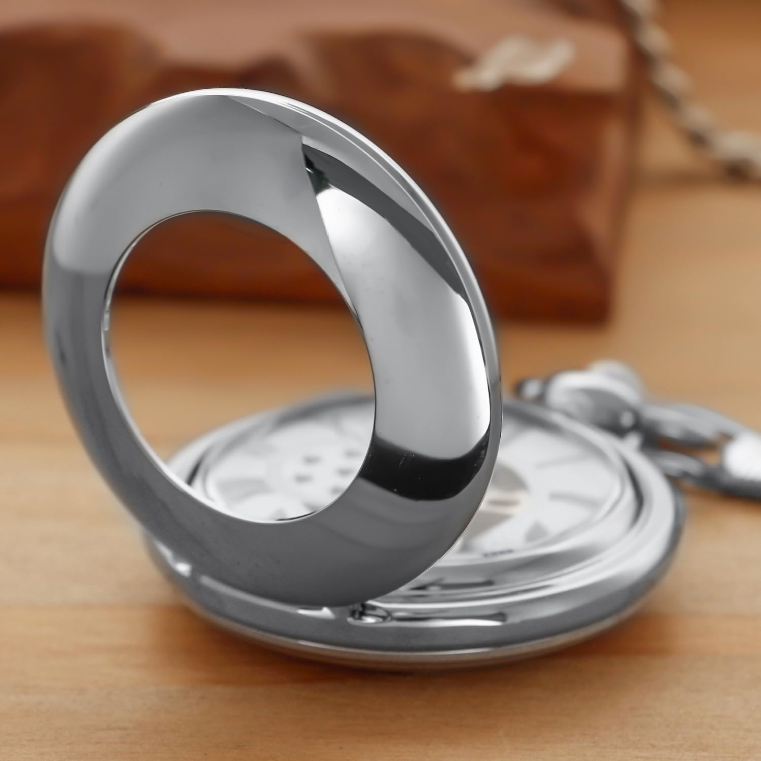 Orologio da tasca meccanico classico, in argento, con numeri romani, orologio da tasca in argento con scatola a catena, per uomo