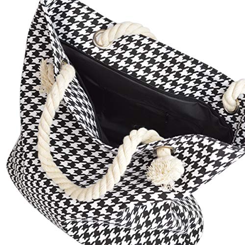 Bolso Tote clásico algodón blanco y negro miniatura 4