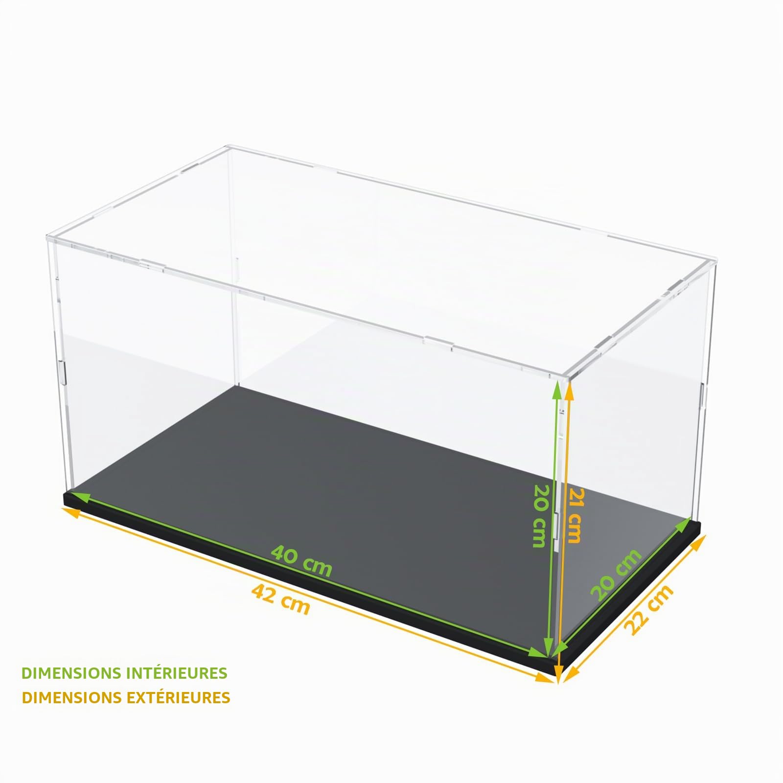 DuvinDD Vitrine en Acrylique pour Lego (40 x 20 x 20 cm, Noir)