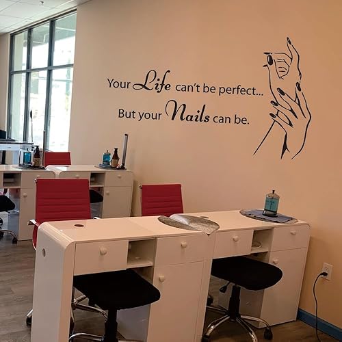 Miniatura 7 de Calcomanías de pared de vinilo de maquillaje para salón de uñas, calcomanías de pared de salón de belleza, gráficos elegantes para estudio de