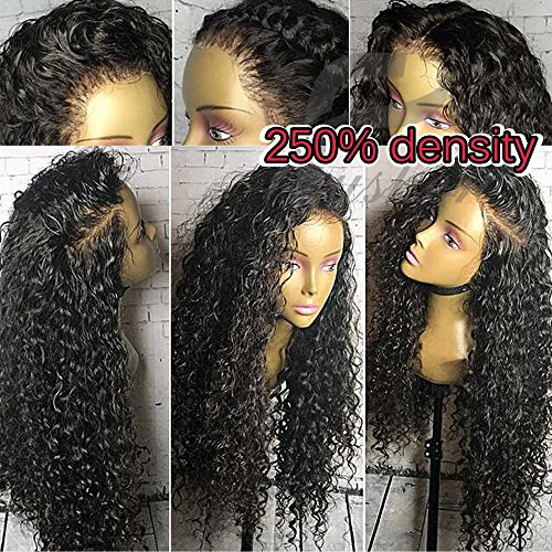 Fushen Hair 360 Lace Frontal Wigs 250% Denisty Lace Front Human Hair Wigs for Black Women Curly Brazilian Virgin Hair Pre Plucked 360 Lace Wigs with Baby Hair (16inch with 250% density, Curly)