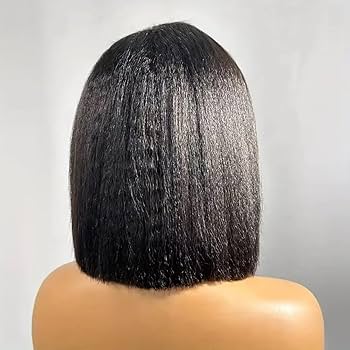 Amazon.com : Yaki Straight Human Hair Short Bob Wigs Side