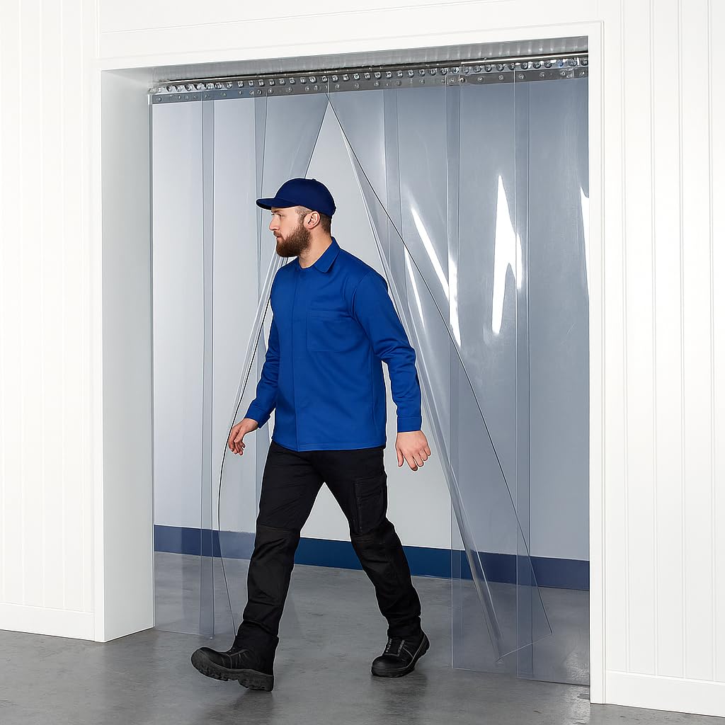 PVC Strip Curtain Kit - Heavy Duty 300mm x 3mm Strip Ideal for Industrial Doorways and Fork Lift Trucks - Roller Shutter Warehouse Butcher Coldroom (2m (w) x 3m (h))