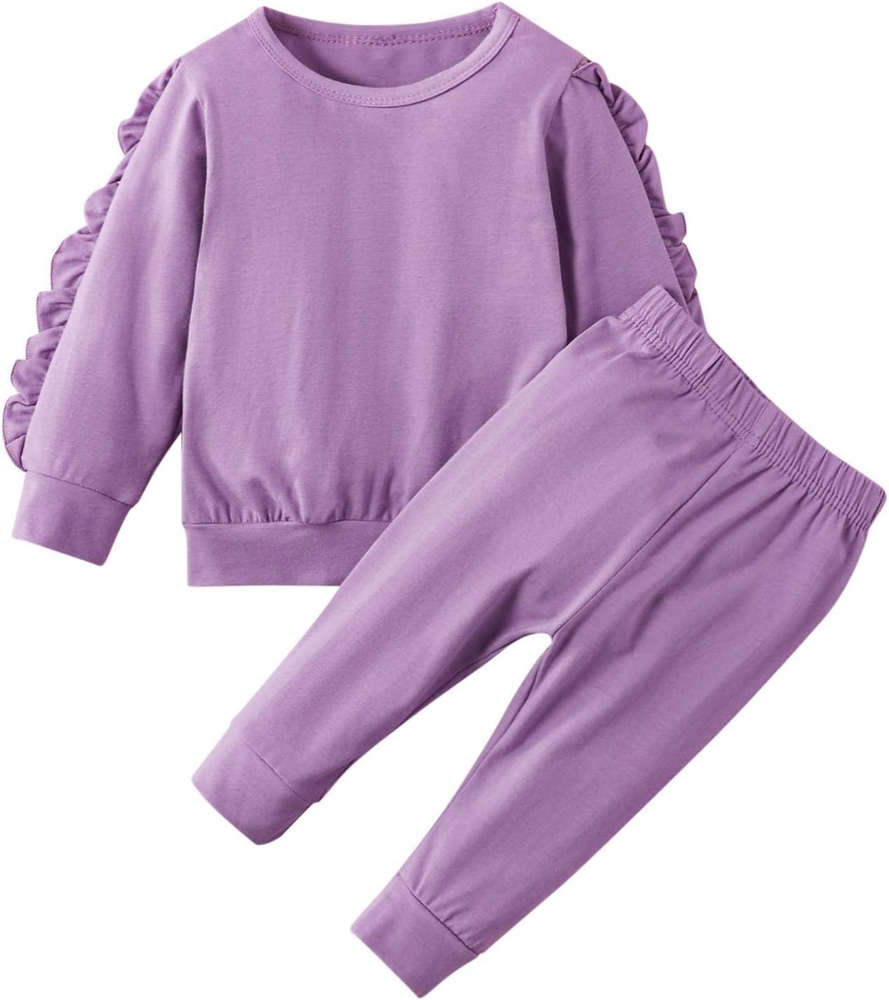 Girls 2 Pcs Outfits Sweatsuit Kids Sweatshirt And Jogger Sweatpants Athletic Tracksuit For Little Girl Size 5 To 12