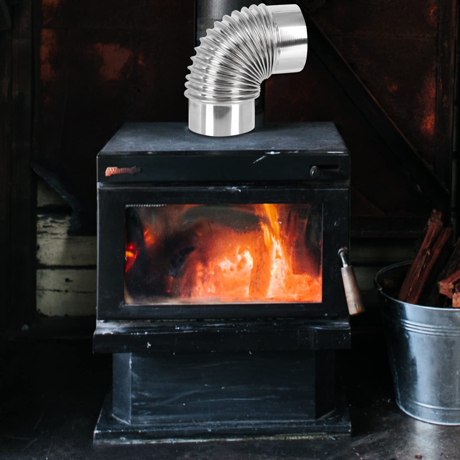 Happyyami Stainless Steel Wood Stove Chimney Elbow Pipe for Heating Stove Exhaust Flue Extension Pipe Suitable for Indoor and Outdoor Easy Installation with Lightweight Design - Image 4