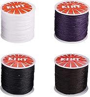 Vista 1 de PH PandaHall Cordón de poliéster encerado de 464 yardas, 4 colores, 0.020 in, hilo encerado, cuerda para pulseras, collares, cuentas de cintura