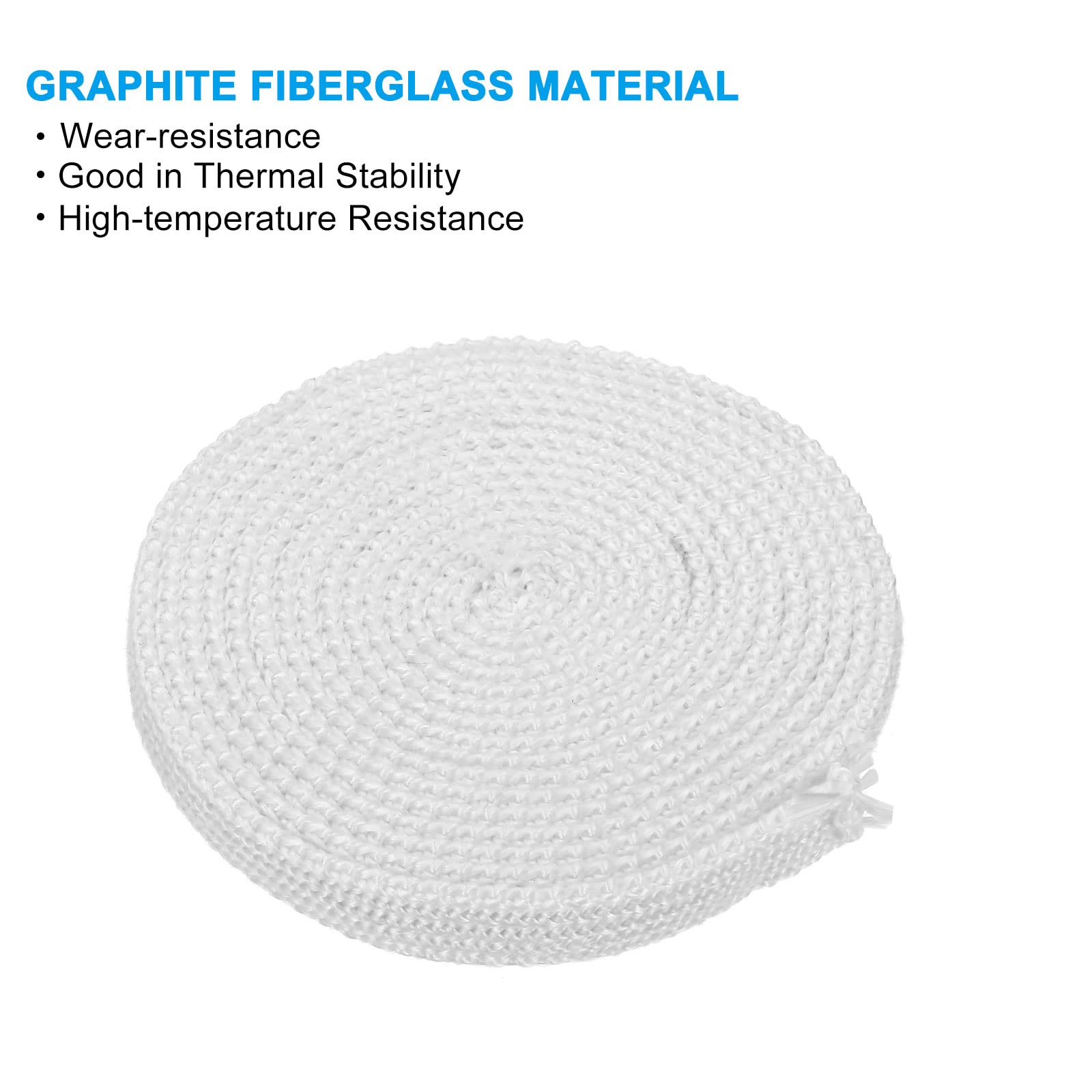 PATIKIL 5/8"x 1/8"x118" Wood Stove Gasket, Fiberglass Flat High-Temperature Resistance Seal Rope for Wood Stoves Fireplace Door White - Image 4